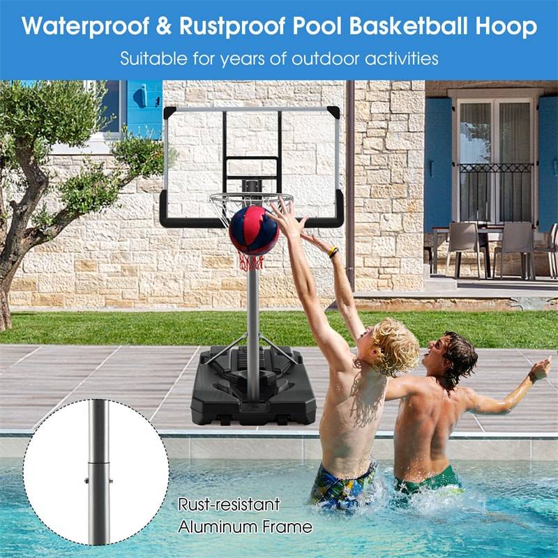Portable Outdoor Basketball Hoop 64-79 Adjustable Poolside Basketball Goal System with 44