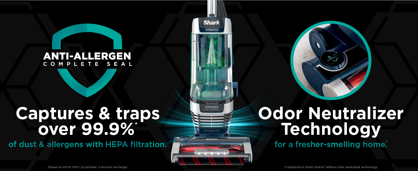 Captures & traps over 99.9% of dust & allergens with HEPA filtration