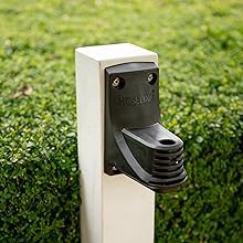 Easy to install with 4 bolts - showing bracket mounted to timber post
