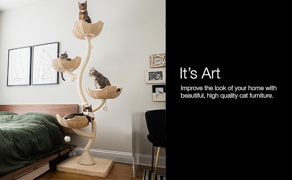 Beautiful modern cat tree scratching post for large cats