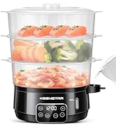 13.7QT Electric Food Steamer for Cooking, 3 Tiers BPA-Free Baskets Vegetable Steamer, Digital Ste...