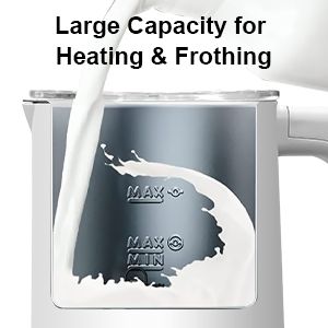 large capacity for heating and frothing