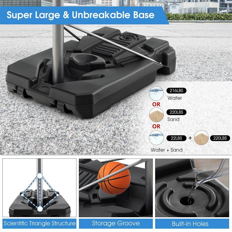 Portable Outdoor Basketball Hoop 64-79 Adjustable Poolside Basketball Goal System with 44