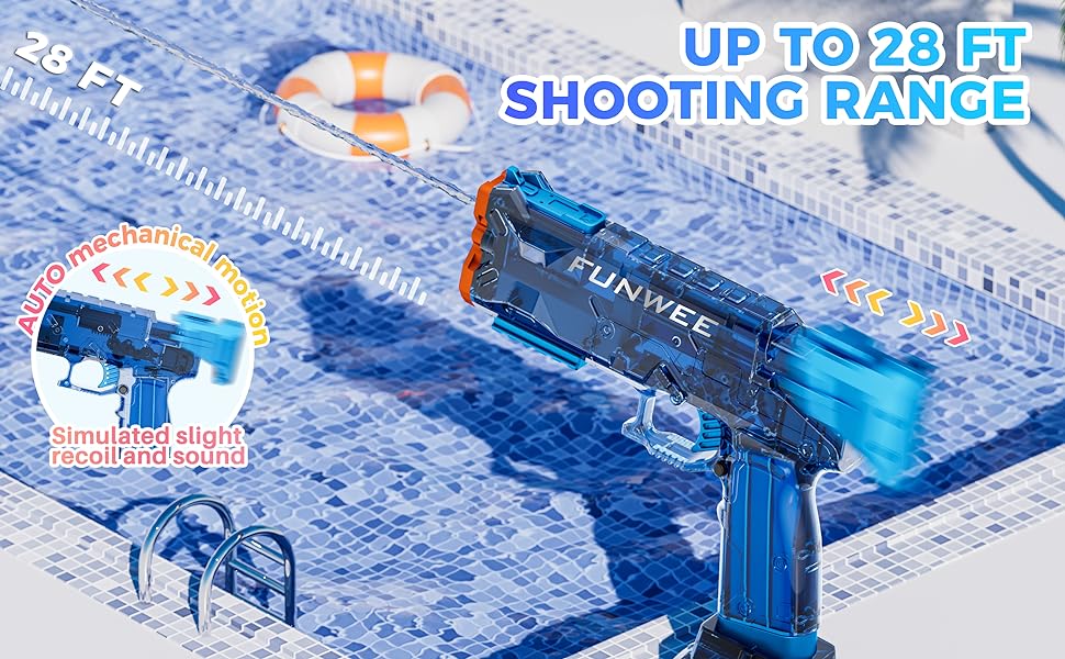 up to 28 ft shooting range