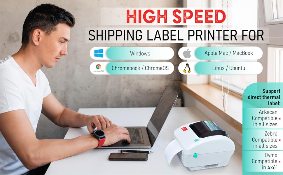 Label printer support Windows, Apple Mac computer, Chromebook / ChromeOS & Linux / Ubuntu