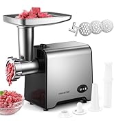 Electric Meat Grinder, Sausage Stuffer Maker 3000W Max Food Grinder with Sharp Blade & 2 Plates, ...