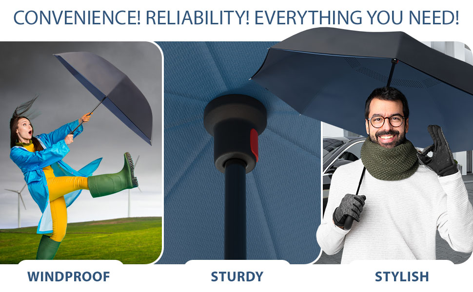 PUREVACY Windproof Travel Umbrella Double Layered Umbrella Heavy Duty Umbrella Windproof Wind Umbre
