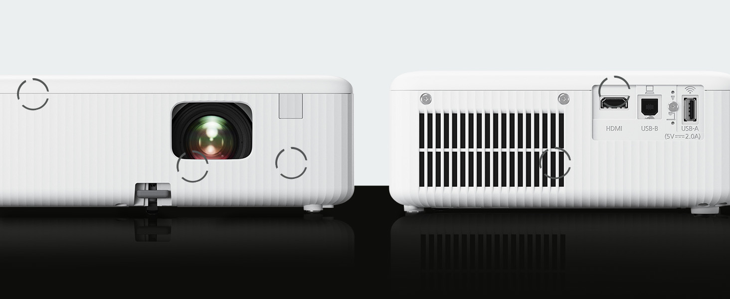 Front and back of the CO-W01 projector
