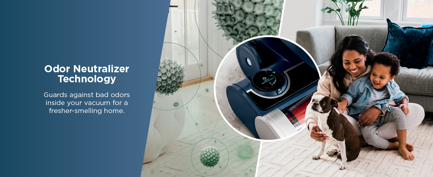 Odor Neutralizer Technology Guards against bad odors inside your vacuum for a fresher-smelling home.