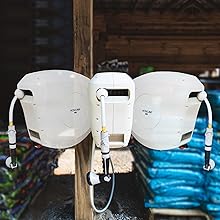 Hose reel swivels 180 degrees in the bracket for easy maneuverability