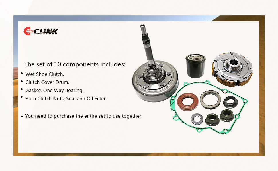Wet Clutch Rebuild Kit ,Shoe,Drum,One Way Bearing,Filter,Nuts Fits for HiSUN UTV 500 700