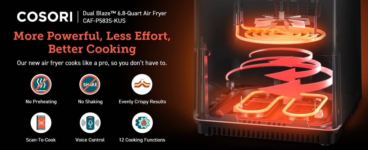 More Powerful, Less Effort, Better Cooking.Our new air fryer cooks like a pro, so you dont have to.
