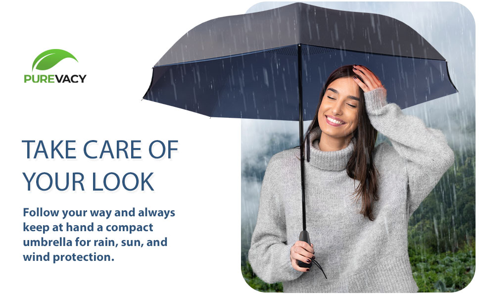 PUREVACY Windproof Travel Umbrella Double Layered Umbrella Heavy Duty Umbrella Windproof Wind Umbre