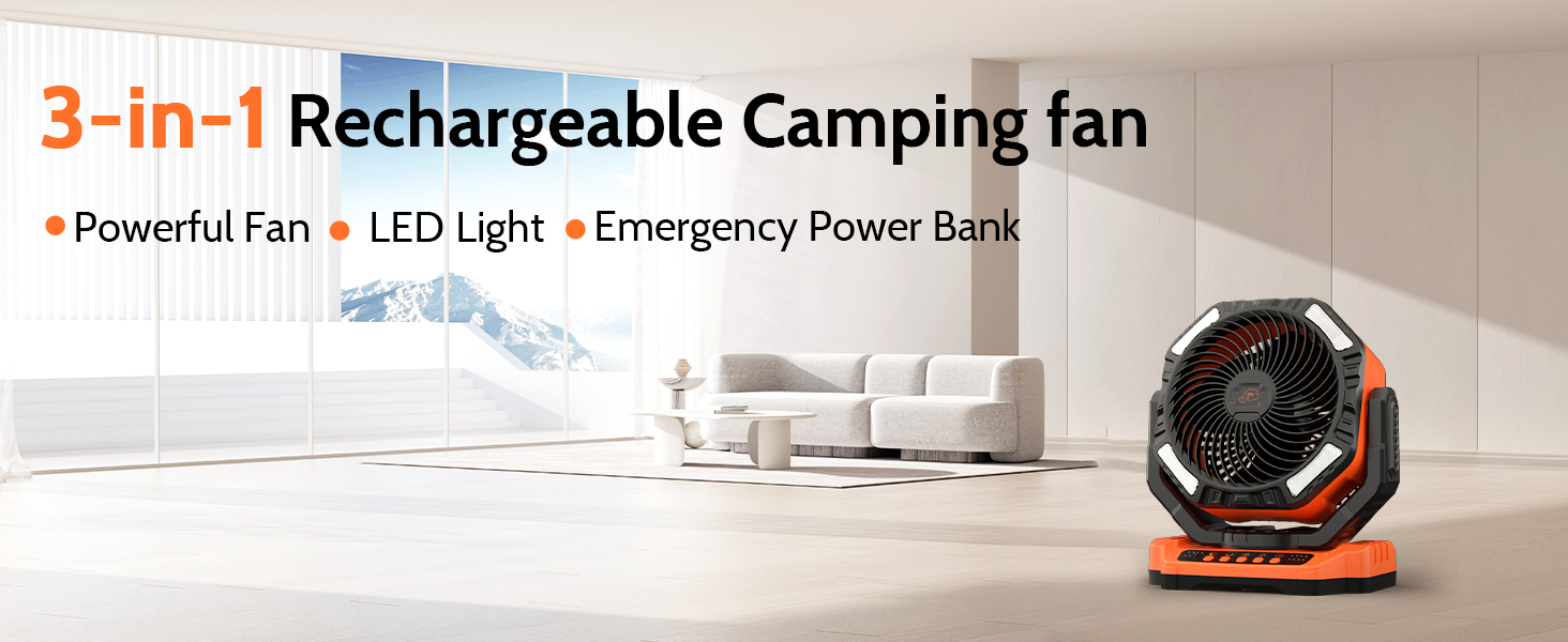 3 in 1 Rechargeable Camping Fan