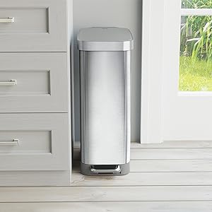 narrow kitchen trash can