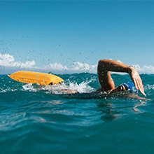 swimming with Restube active in open water